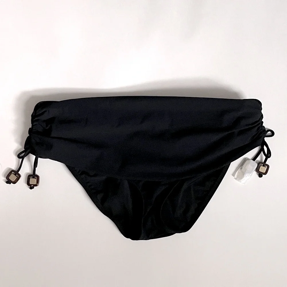 Gottex Profile Swimsuit Bottom Black Fold Waist Side Accents Beach Coastal